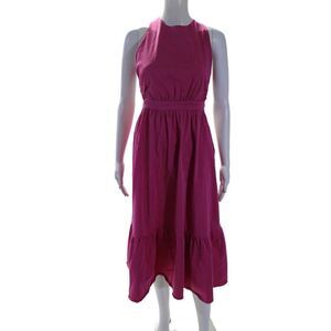 Peter Som Collective Womens Cross Back Midi Dress Pink Size 6 15528862